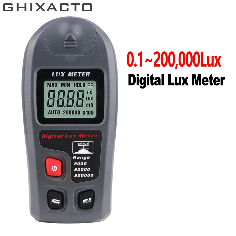 

GHIXAC Portable High Precision Digital Luxmeter 0.1~200000Lux Light Meter Sensor Large LCD Display Photometer Handheld Tool MT30