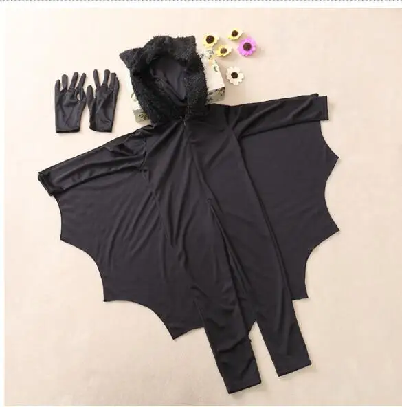 Kids halloween costume bat girl party fancy dress stage costume whole set 5