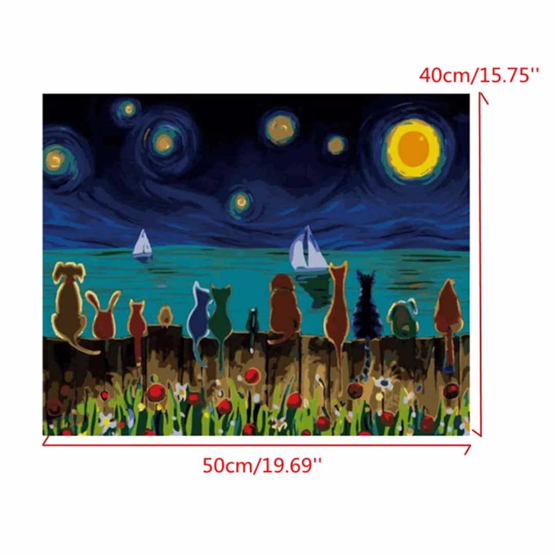 40*50cm Cat Dog Cartoon Paint By Numbers Kit Acrylic Digital Painting On Canvas  DIY  Newest 2018