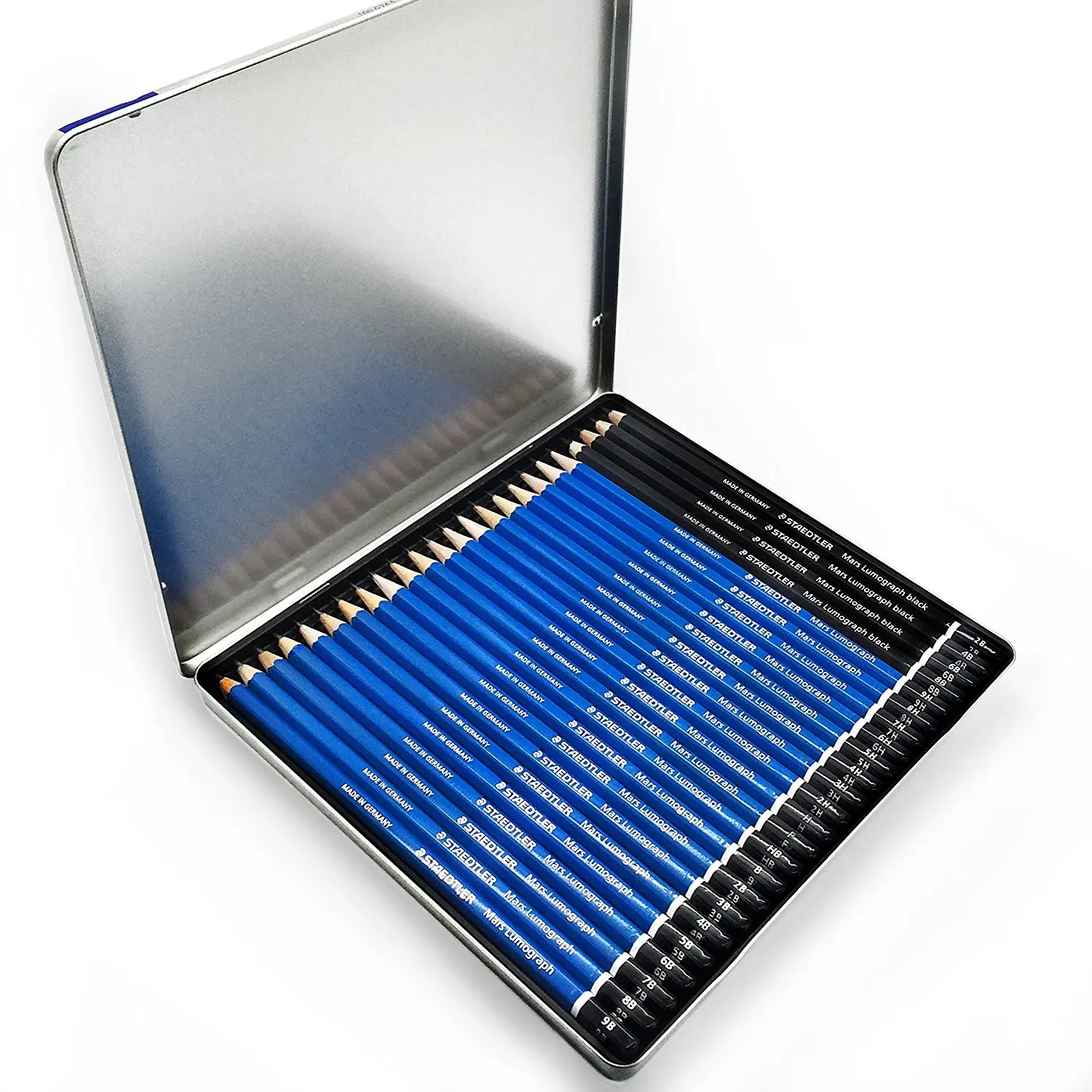 Lata de 24 Staedtler Mars Lumograph Desenho Lápis-presente Categorias Sortidas-100 G24 s 2 24 categorias sortidas-100 g24