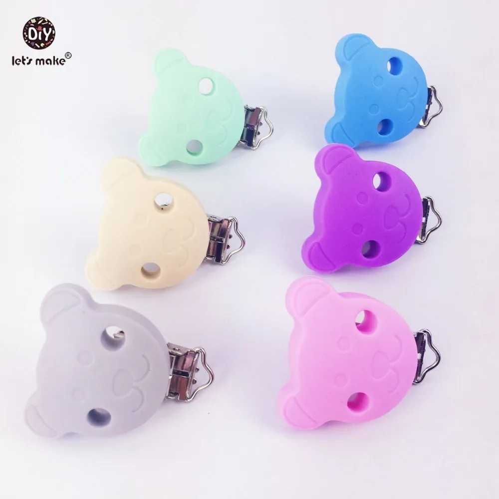 

Let's Make Teddy Bear Pacifier Chain Clip/Pacifier Clip 10pcs Silicone Natural Selectable Silicone Teething DIY Nursing Beads