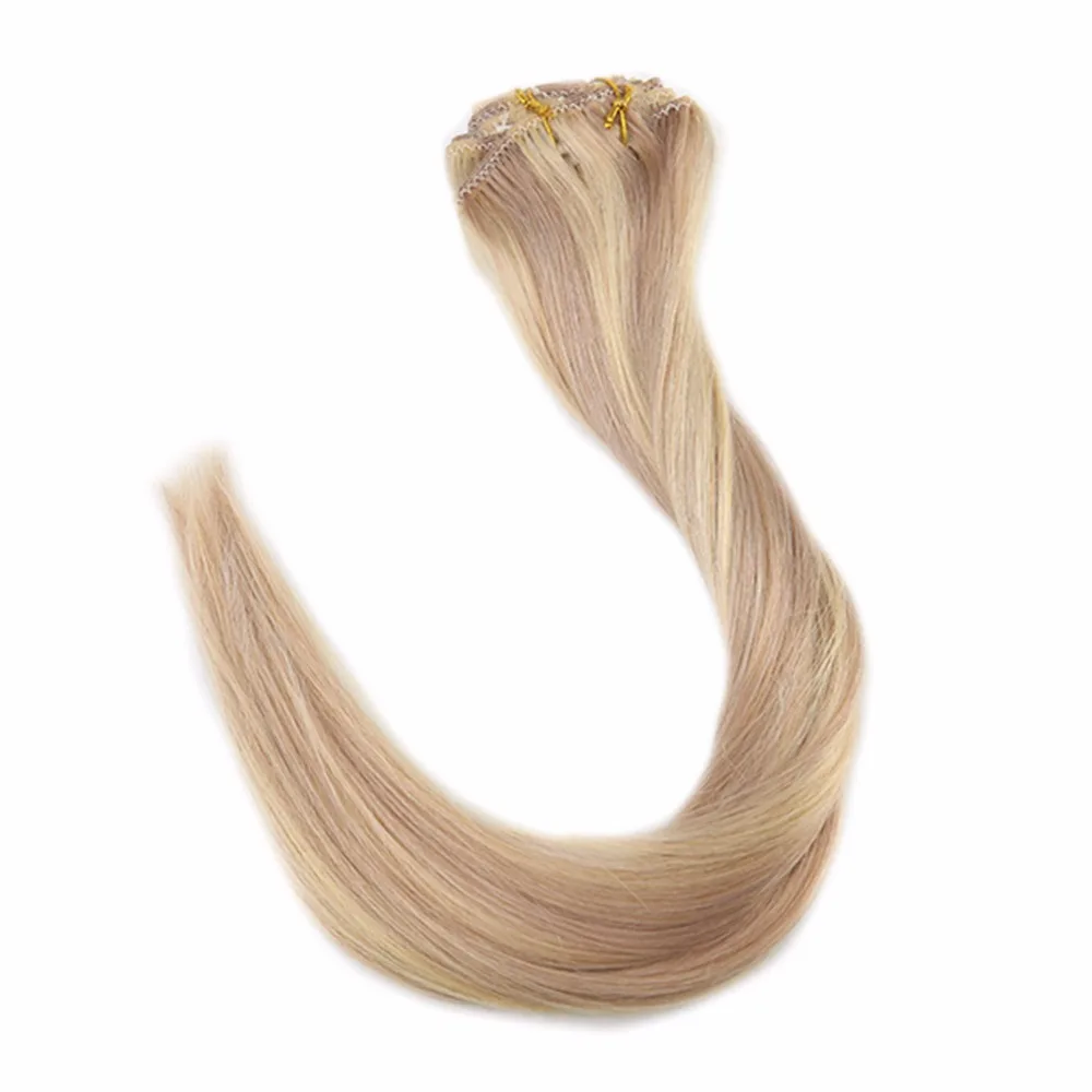Full Shine Human Hair Clip In Blonde Extensions 100 Real Remy Hair