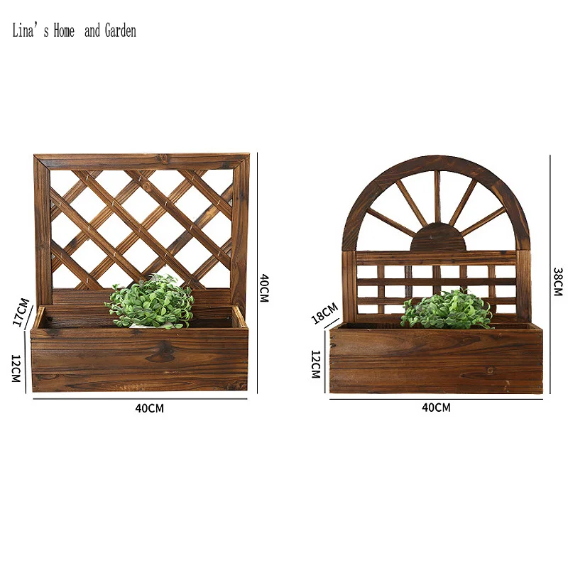 outdoor farmhouse antique handmade solid wooden wall planter pot holder