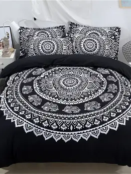 

4Pcs Bedding Set Luxury Bohemian Style Geometric Floral Comfy Supple Bedlinens
