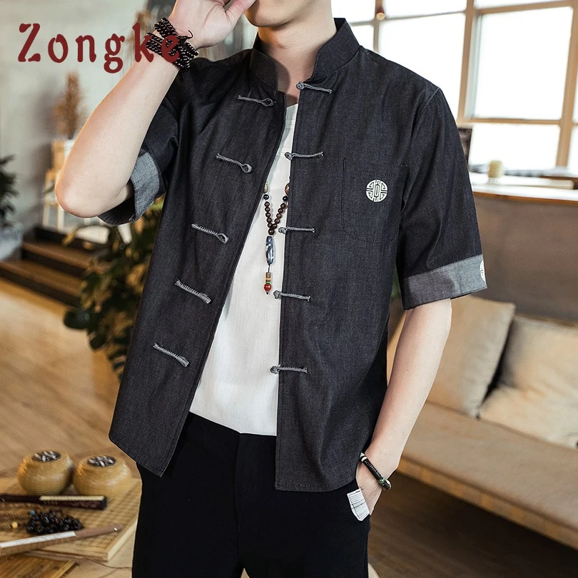 mens black denim shirt short sleeve