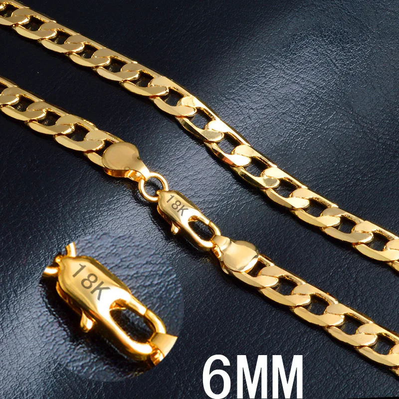 12 шт./лот) золото цепи ожерелье Горячие ожерелье ювелирные изделия 18 К 6 мм 20 дюймов мужские/женские цепи геометрический узор змея цепи