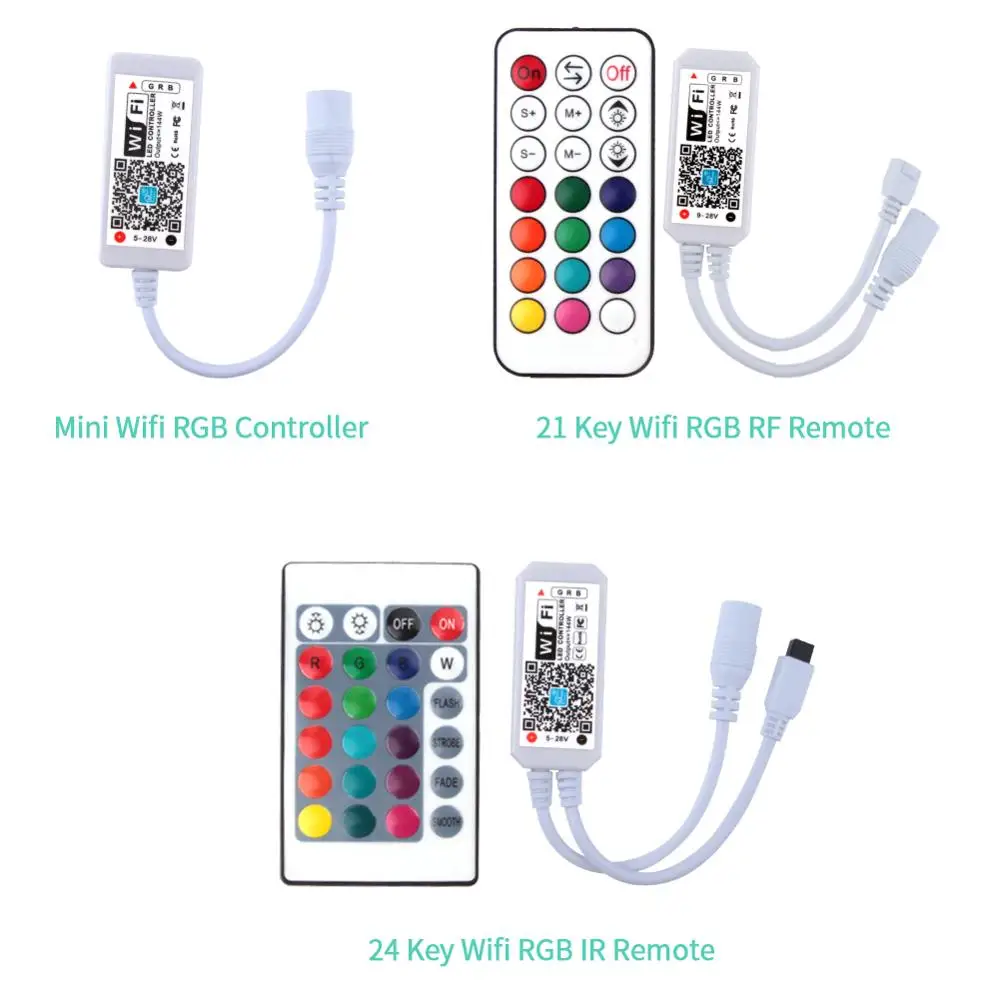 

Wifi RGB RGBW LED Controller Mini DC12V with RF 21Key IR 24Key Remote Control for RGB RGBW LED Strip with IOS Android APP