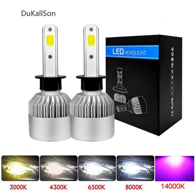 

12V LED Auto H4 LED H7 H11 H8 9006 HB4 H1 H3 HB3 Car Headlight Bulbs 72W 8000LM Automobiles Lamp 3000k 4300K 6500K 14000K LEDS