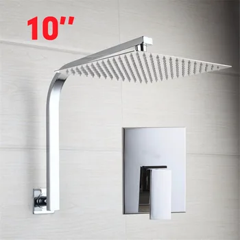 

YANKSMART Luxury Chrome Rain Shower Head Arm Set Faucet Bathroom Wall Mounted Mixer Faucet Leading Ultra-thin Panel Faucets