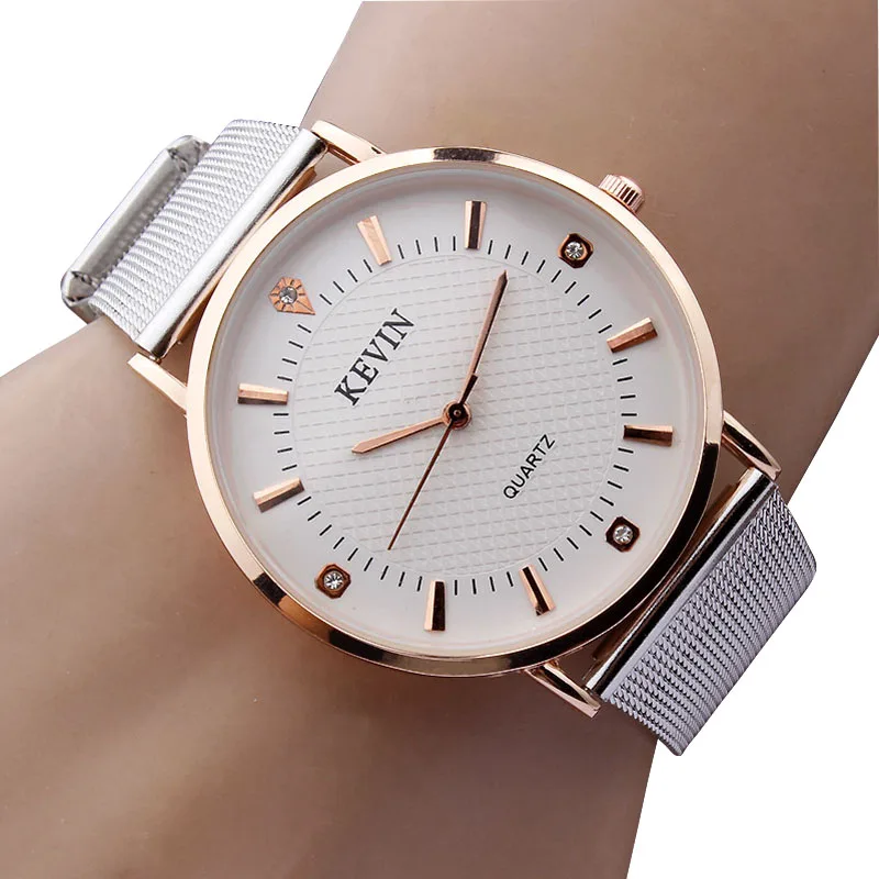

Simple Geneva Men Watch Stainless Steel Silver Mesh band Unisex Quartz Wristwatch Relogio Feminino Minimalist Creative Clock Top