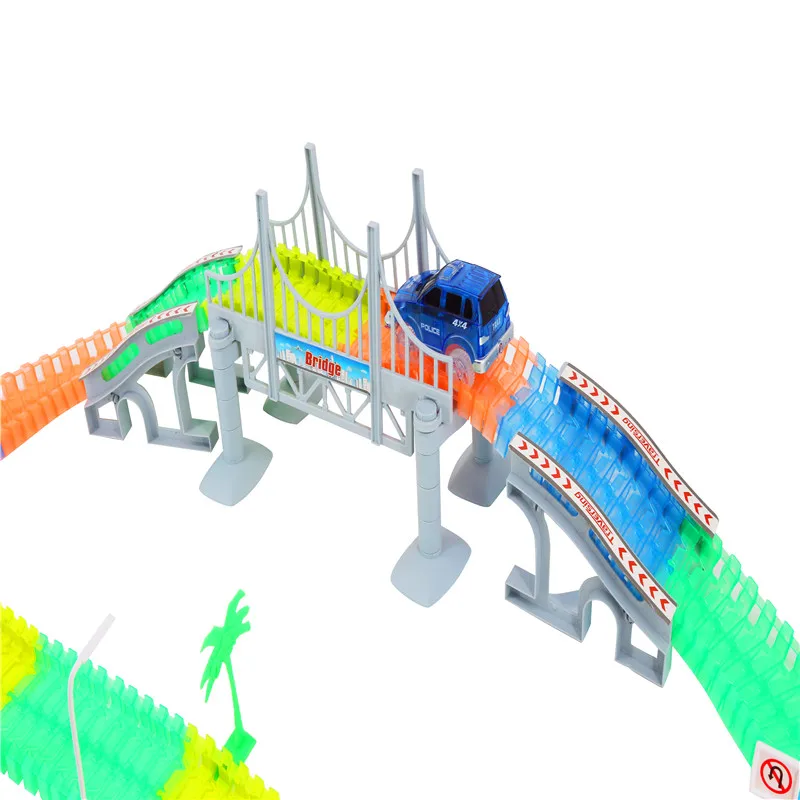 Волшебный трек чудесный светящийся гоночный трек DIY универсальные аксессуары рампа поворот дорожный мост перекресток игрушки для детей мальчик