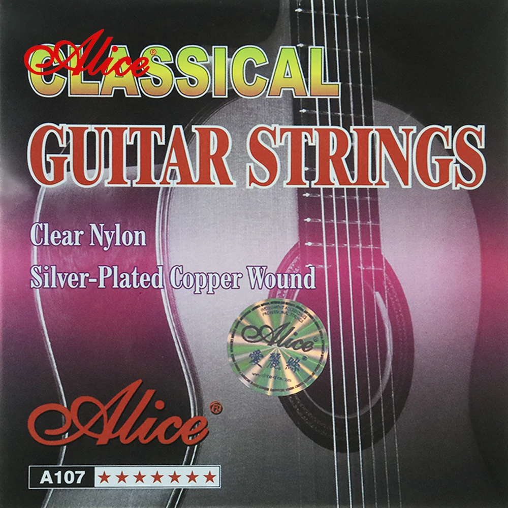 

Alice 1 Set 1st-6th Classical Guitar Strings A107 Clear Nylon Core Silver Plated Copper Alloy Wound 20PCS/lot