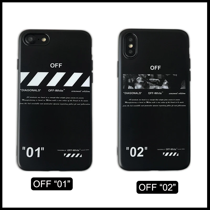 

OW white Europe US tide brand fashion diagonal strip couple silicone cover case for iphone 6 7 8 plus X XS MAX XR phone cases