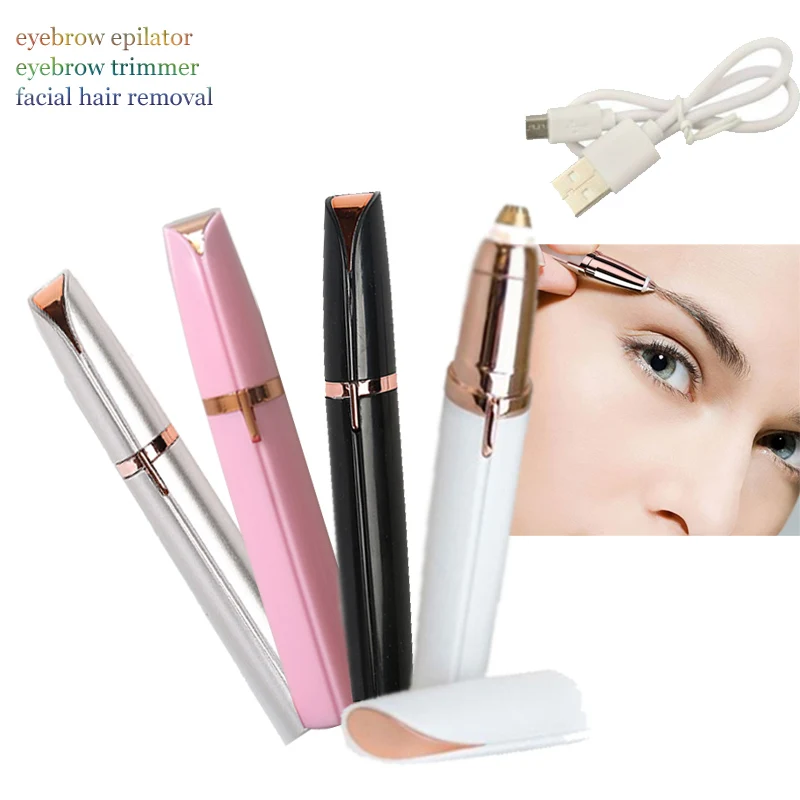 

electric Eyebrow trimmer Painless Facial Brows Hair Remover mini Lipstick epilator USB rechargeable