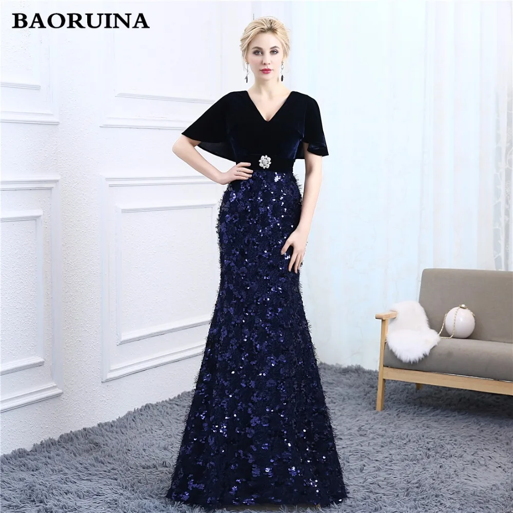 Vintage Lace Mermaid Evening Dresses Long 2018 Robe De Soiree Vestido Longo Festa Formal Dress Women Sheer Prom Gowns Velour | Свадьбы и