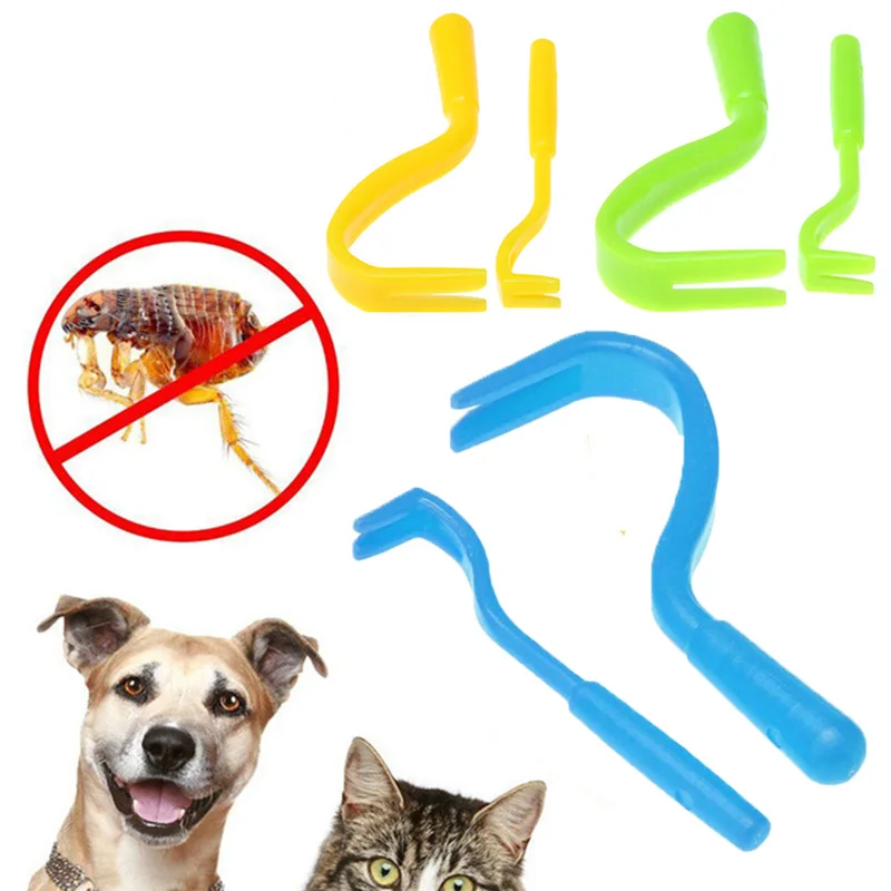 

2Pcs Pet Supplies Fleas Lice Twister Tick Remover Tool Hook Tool Remover Plastic Portable Flea Comb Horse Human Pet Cat Dog