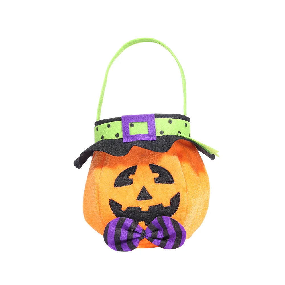 Halloween Candy Gift Bags With Round Cap Tote Bags Pumpkin Witch Black Cat Shape Cloth Sweets Candies Bag Hot Sales