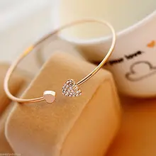 Rinhoo простое любовное сердечко браслеты с подвесками модные украшения для женщин золотой цвет регулируемый браслет
