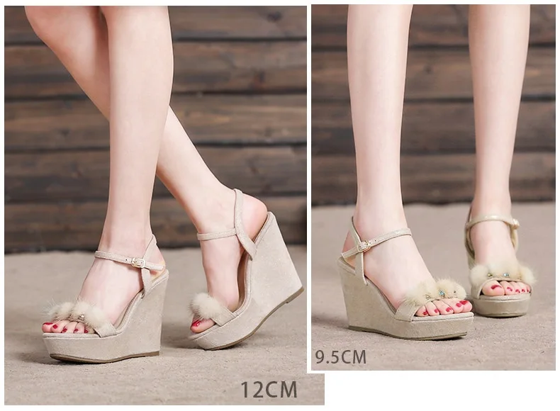 2_2019 Summer Fashion Womens Wedge Sandals Female Retro High Heeled Platform Rhinestone Shoes Online