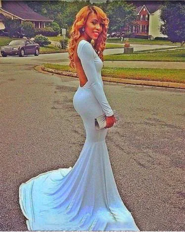 2212017 New Long Sleeves Prom Dress Mermaid Backless Long Formal Special Occasion Dress Evening Party Gown Plus Size vestidos de festa