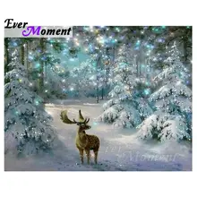 

Ever Moment 5D DIY Diamond Painting Deer Elk Diamond Mosaic Picture Of Rhinestones Christmas Trees Gift Home Decor ASF1053