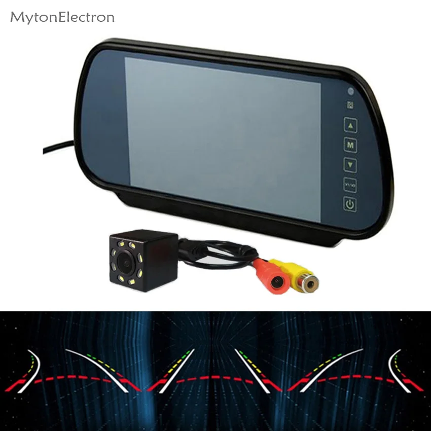 

Intelligent Trajectory Tracks Parking line Car Backup Night Rear View Camera + 800*480 7 inch Screen Mirror Monitor Rearview