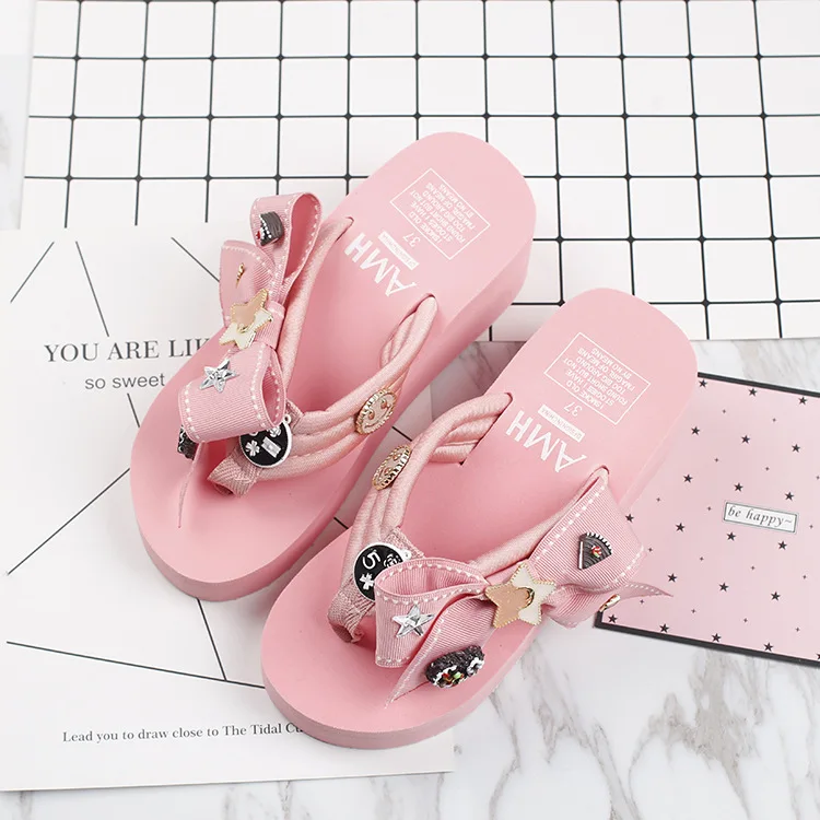 2017 New Korean Summer Style Non-slip Slippers Flip Flops Online Cheap High Heels Platform Shoes64