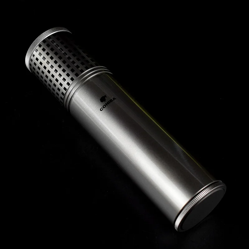 

Gray COHIBA Travel Cigar Tube Jar Humidor Hygrometer with Humidifier