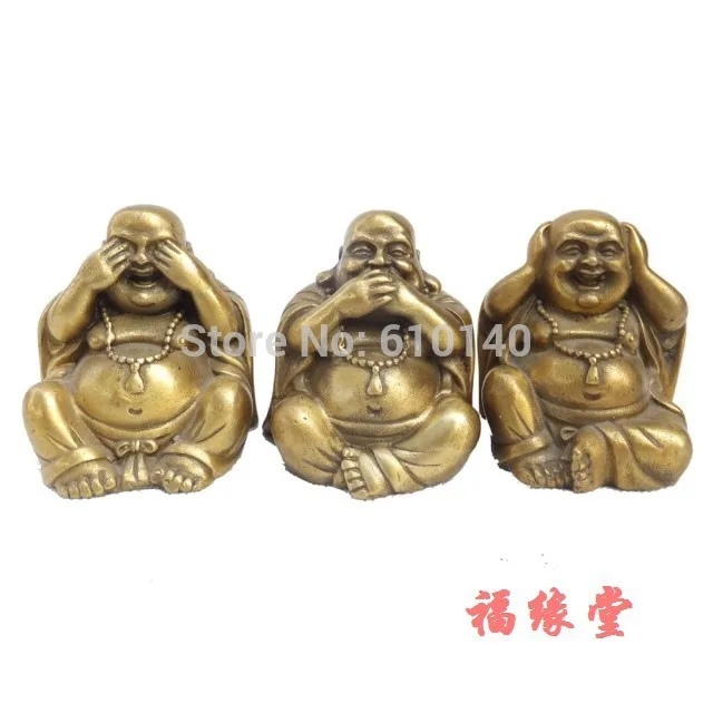 

Copper three feng shui ornaments not see the Buddha does not listen do not say Maitreya Lucky Hannaford set decoration