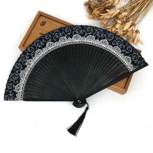 10 шт. геометрический узор бамбуковый веер с тканевыми сумками свадебные и вечерние подарки для мероприятий и вечеринок - Цвет: 6