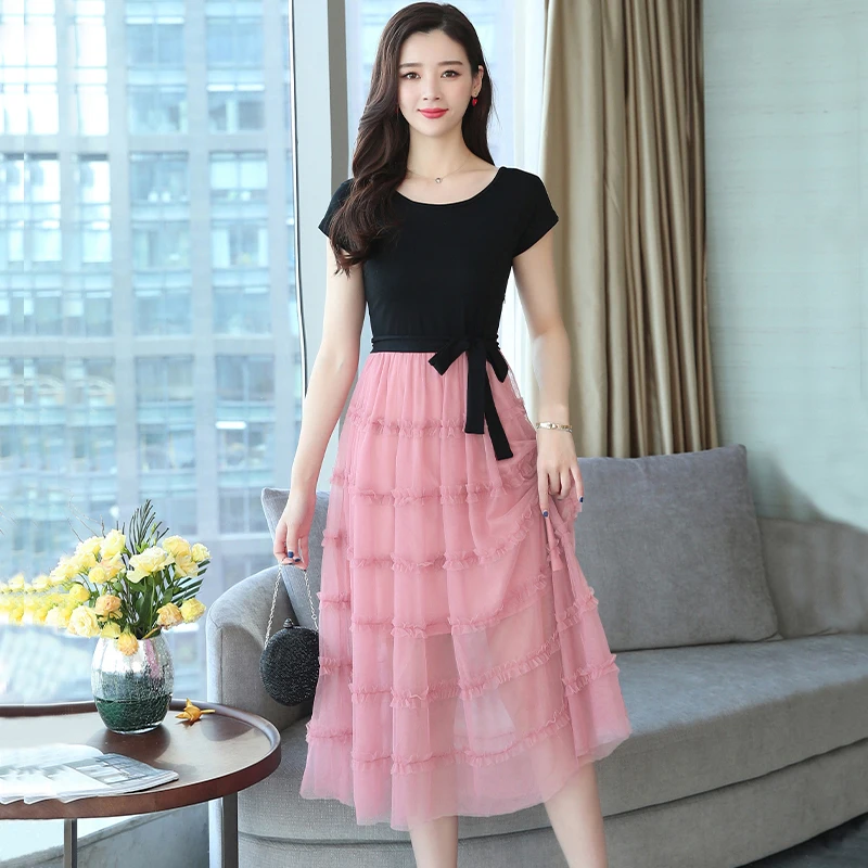 Summer Women Shirt Dress Long Elegant Office Lady Formal Midi Fake Two-piece Dress Suit Vintage Casual Korean Runway Vestidos