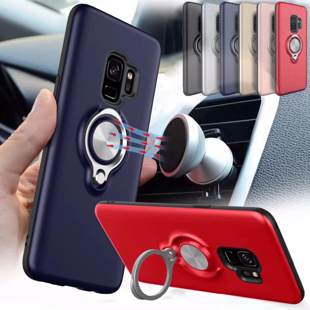 

For Samsung Galaxy S9 PLUS case Car Holder Stand Magnetic Suction Bracket Finger Ring Cover For S7 EDGE A8 2018 S8 PLUS NOTE 9 8