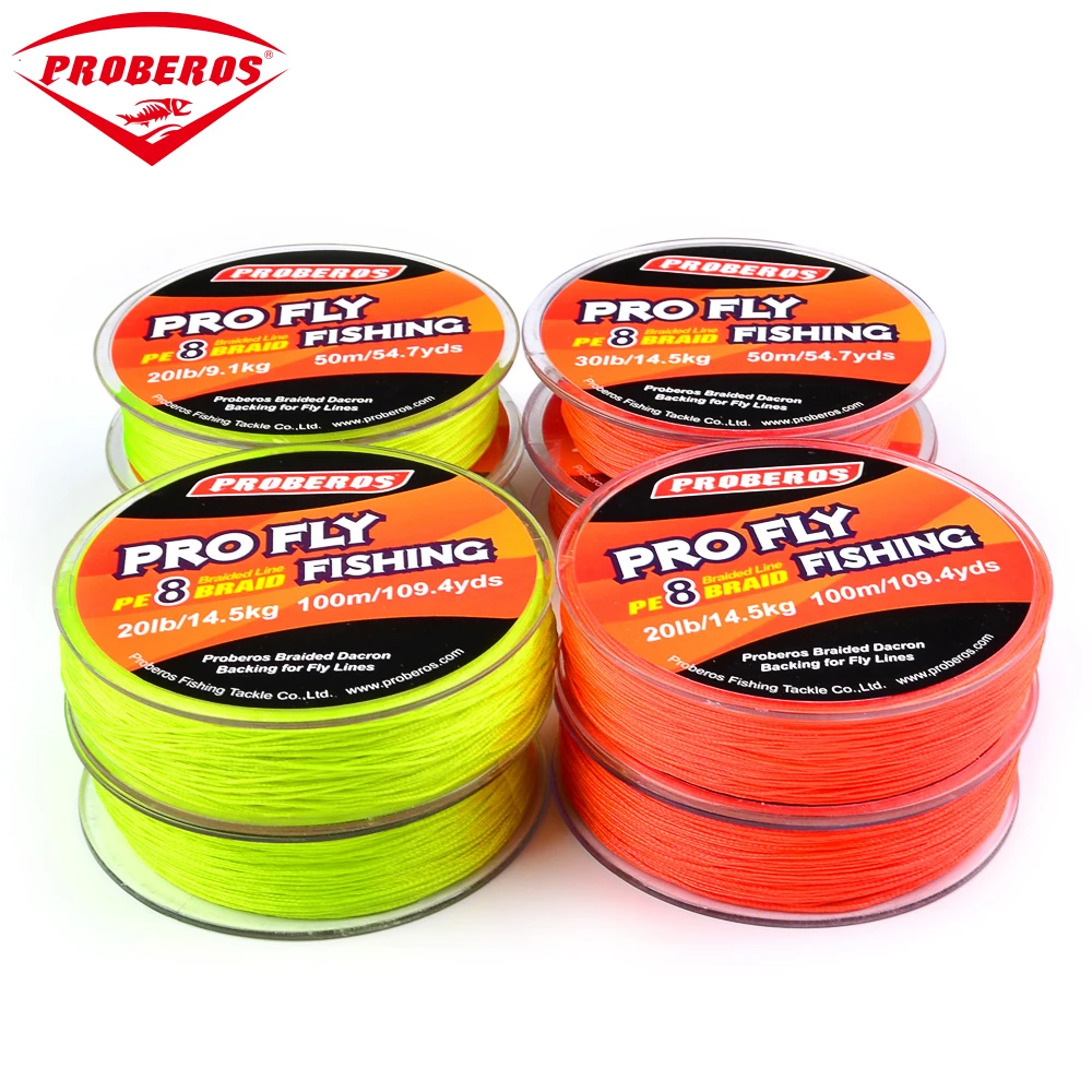 

1 Pieces PRO BEROS Brand Fly Line Yellow/Red Color 100M Backing Line 20LB/30LB Braided Line Fly Backing Line 8 Weaves