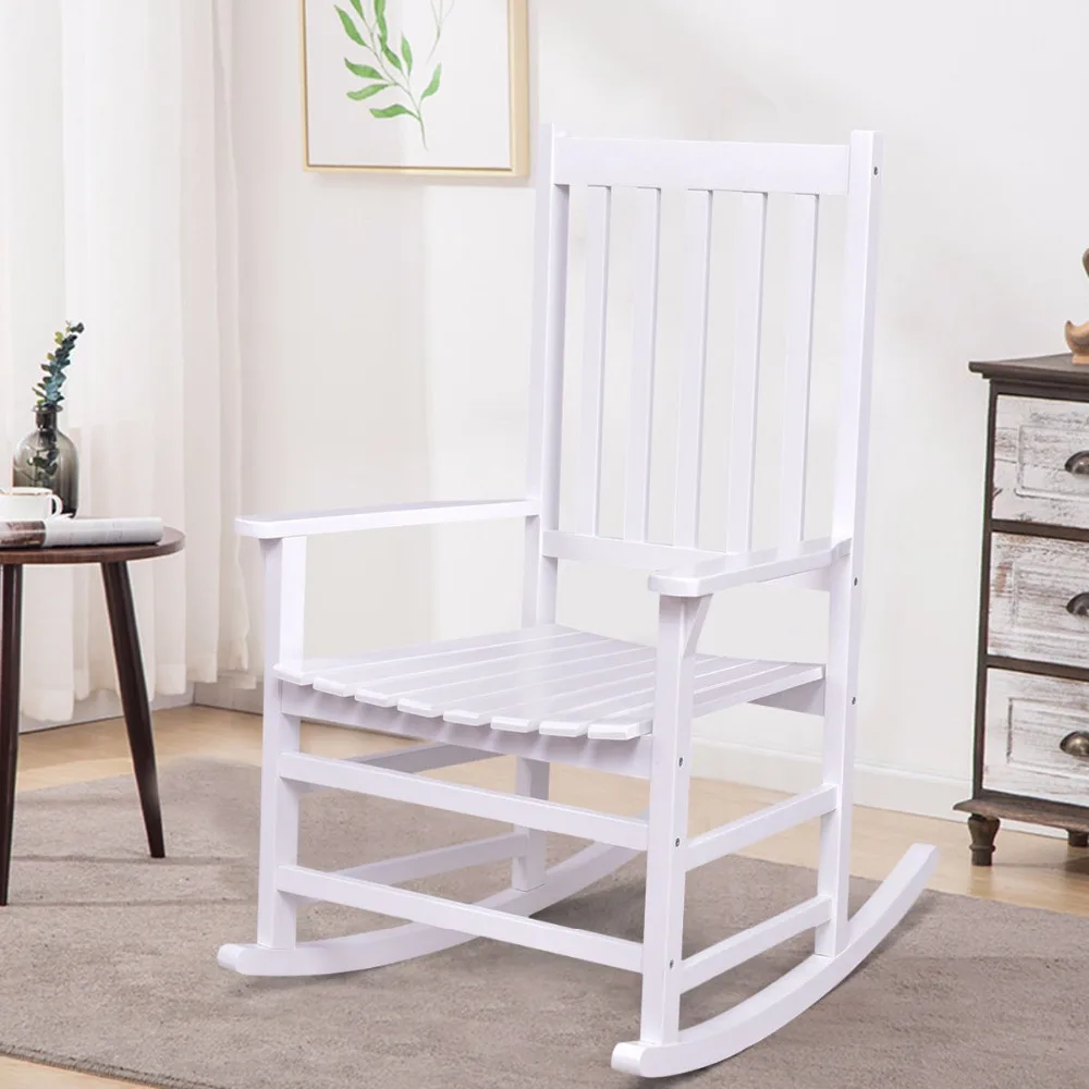 Giantex Solid Wood Rocking Chair Rocker Porch Indoor Outdoor Patio
