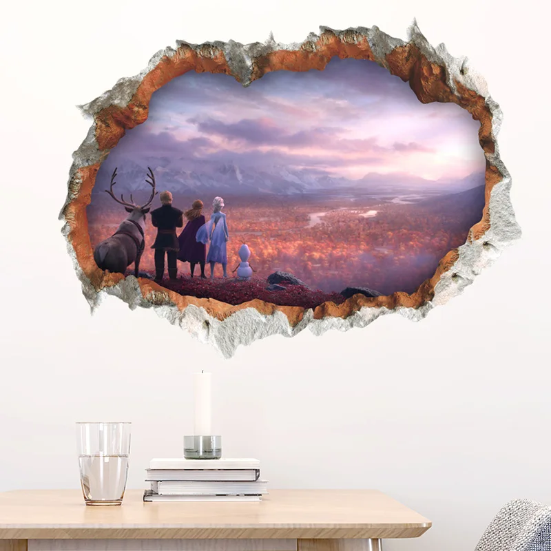 

2019 New Elsa Anna Princess Olaf 3D Wall Stickers For Home Decoration Kids Room Decals Frozen 2 Anime Movie Mural Art PVC Poster