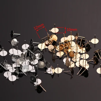 

200pcs/lot 10x12mm Earring Diy Findings Round Blank Base Setting With Rings For Women Dangle Drop Stud Earrings Making Materials