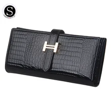 Senkey Style Wallet Women Luxury New Long Leather Crocodile Pattern Alligator Designer Famous Brand 2017 Money Clip Clutch