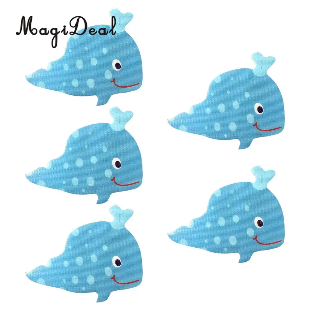 MagiDeal 5 Piece Non Slip Bath Tub Stickers Bathroom Mat Shower Room Kitchens Stairs Floor Grip Shark 