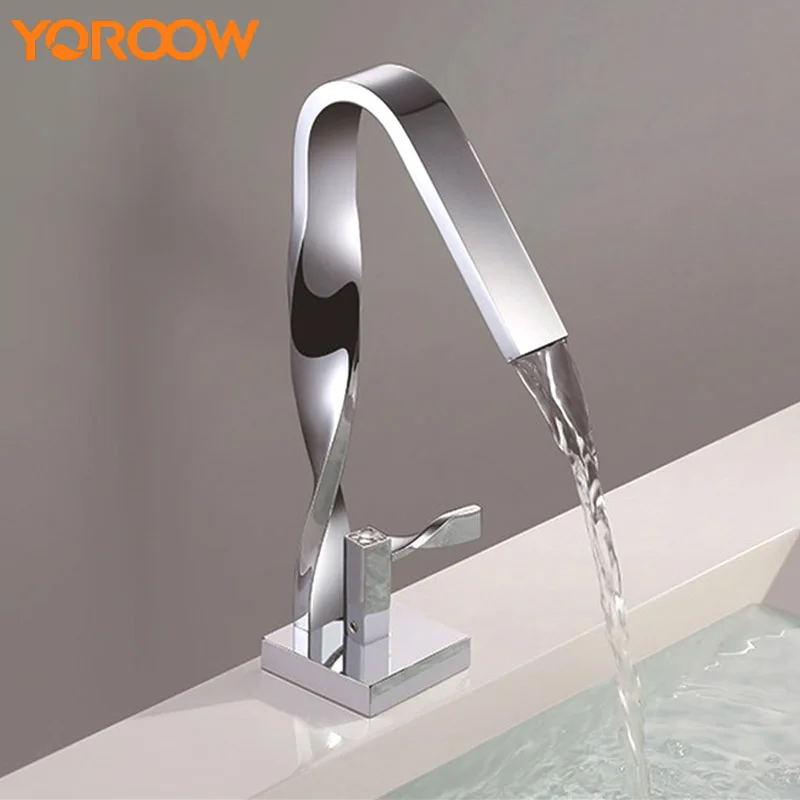 

Pure Water Mixer Bathtub Faucets Bathroom Stainless Steel Tap Signal Handles Waterfall Vanity Faucet Deck Mounted US Free WN0004