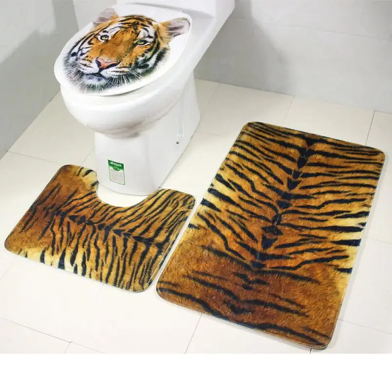

3Pcs/set Bathroom Non-Slip Blue Ocean Style Pedestal Rug + Lid Toilet Cover + Bath Mat carpets for living room drop shipping