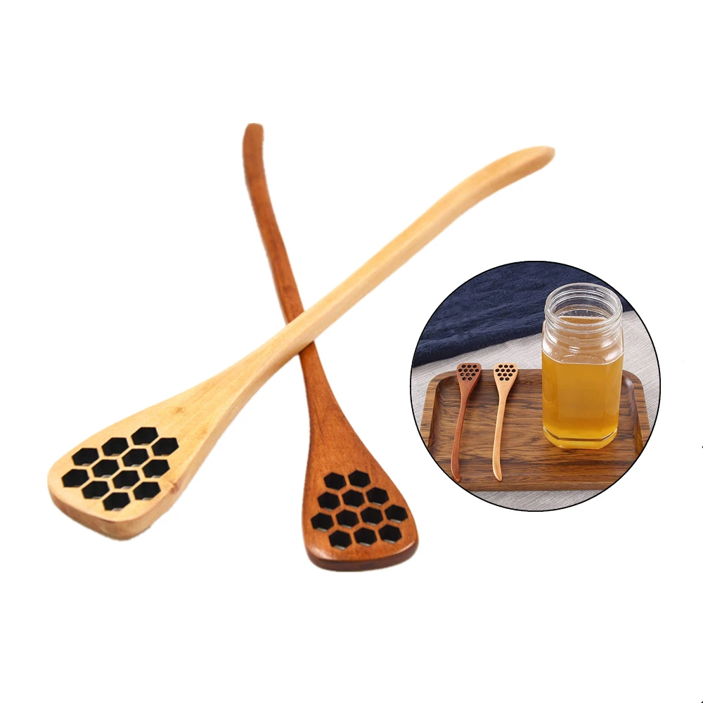 1 Pcs Bionic Wood Wooden Honey Dipper Mixing Stick Spoon