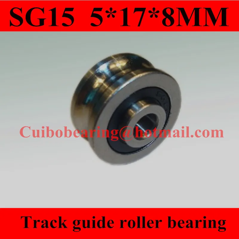 

100pcs/lot SG15 U Groove Sealed ball bearings 5*17*8 mm Track guide roller bearing 5X17X8 (Double row balls)