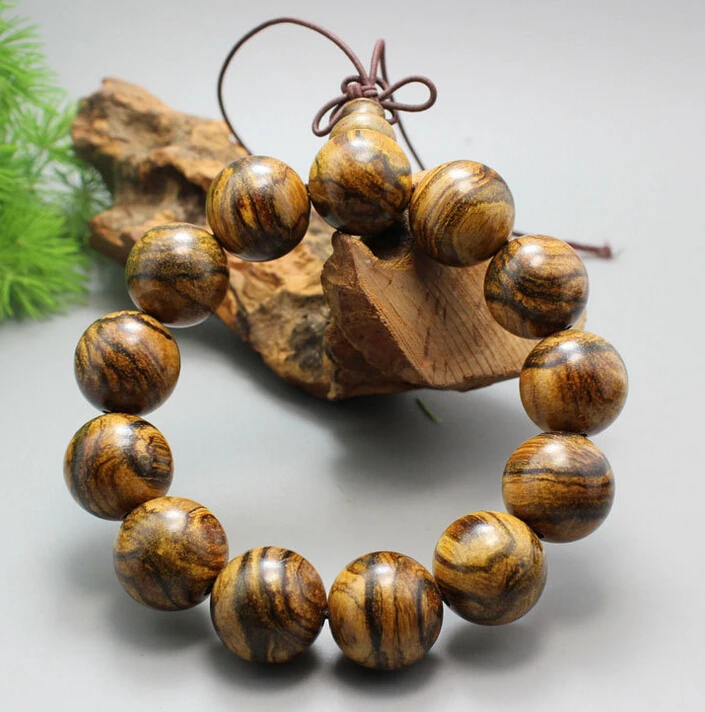 

12MM stripes WOOD Beads Buddhist Prayer Bracelet Mala x1 ML02