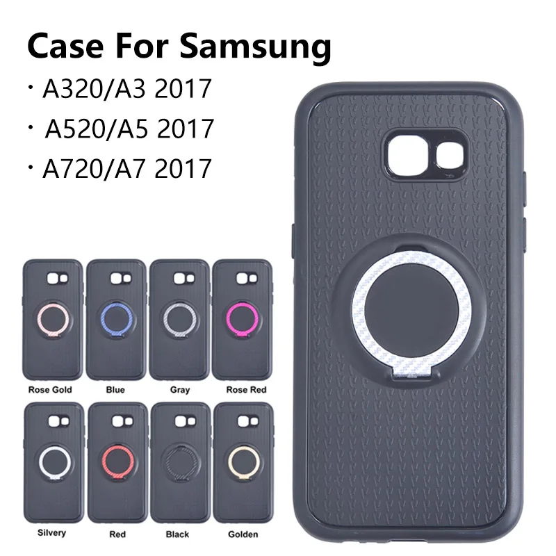 

Phone Case For Samsung A3 A5 A7 2017 Magnetic Suction Bracket Finger Ring TPU Soft Silicon Back Shell For A320 A520 Phone Cases