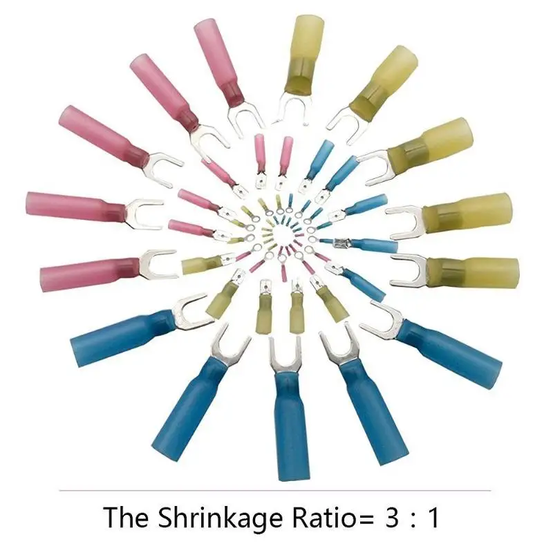 

250Pcs Electrical Heat Shrink Wire Cable Connector Kit Male / Female Spade Terminal Assorted Marine Automotive Terminals