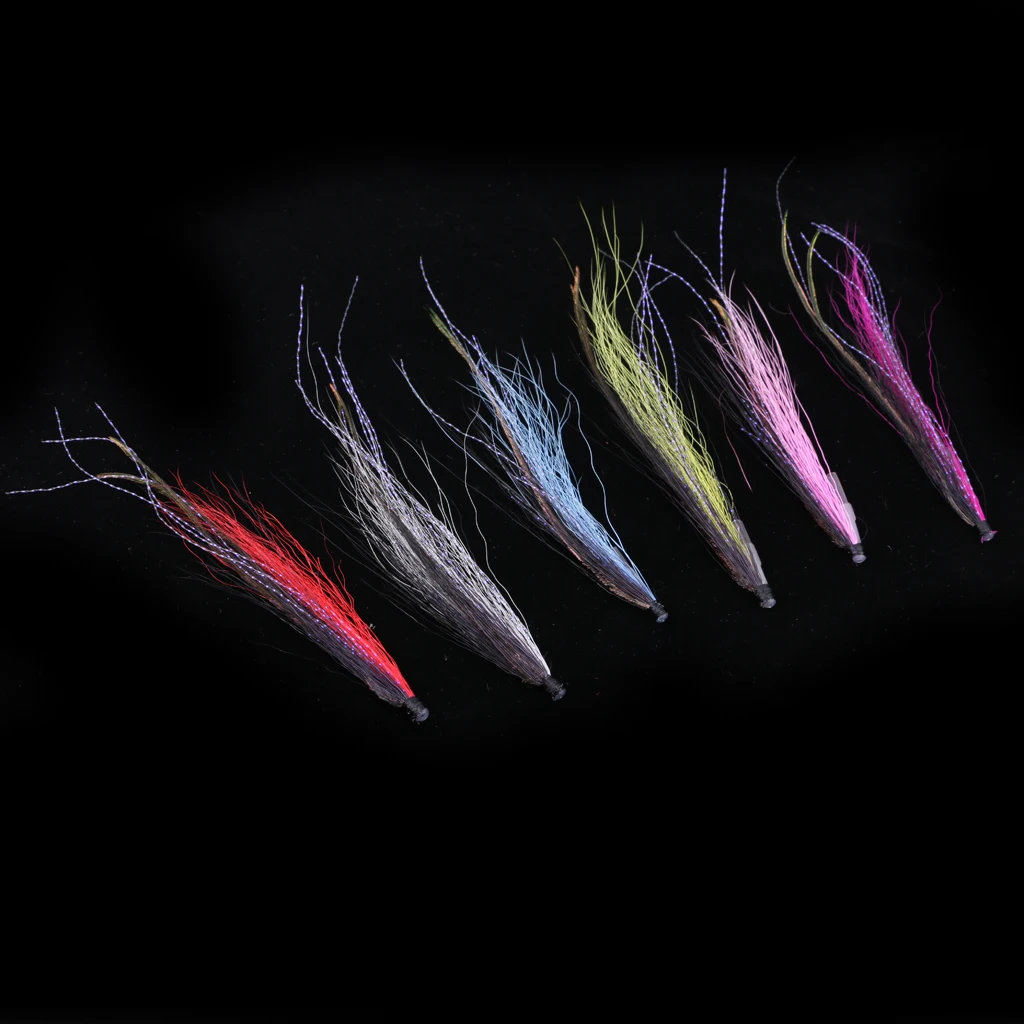 

6 Pieces Tube Fly Fishing Saltwater Flies Streamer Steelhead Salmon Striper Musky Trout Tied on 25mm/50mm Plastic