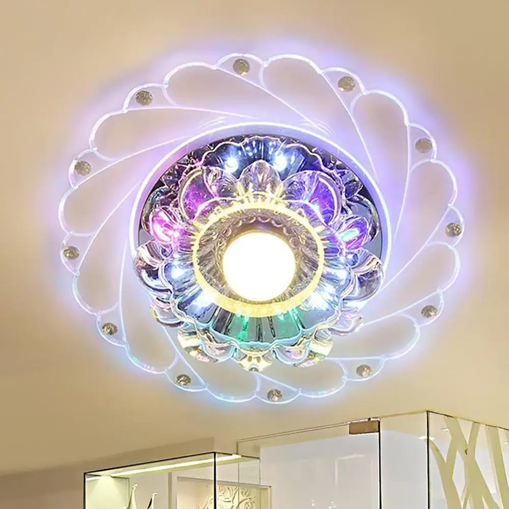 Современный светодиодный потолочный круговой светильник с кристаллами, мини потолочный светильник, светильник для гостиной, коридора, кухни