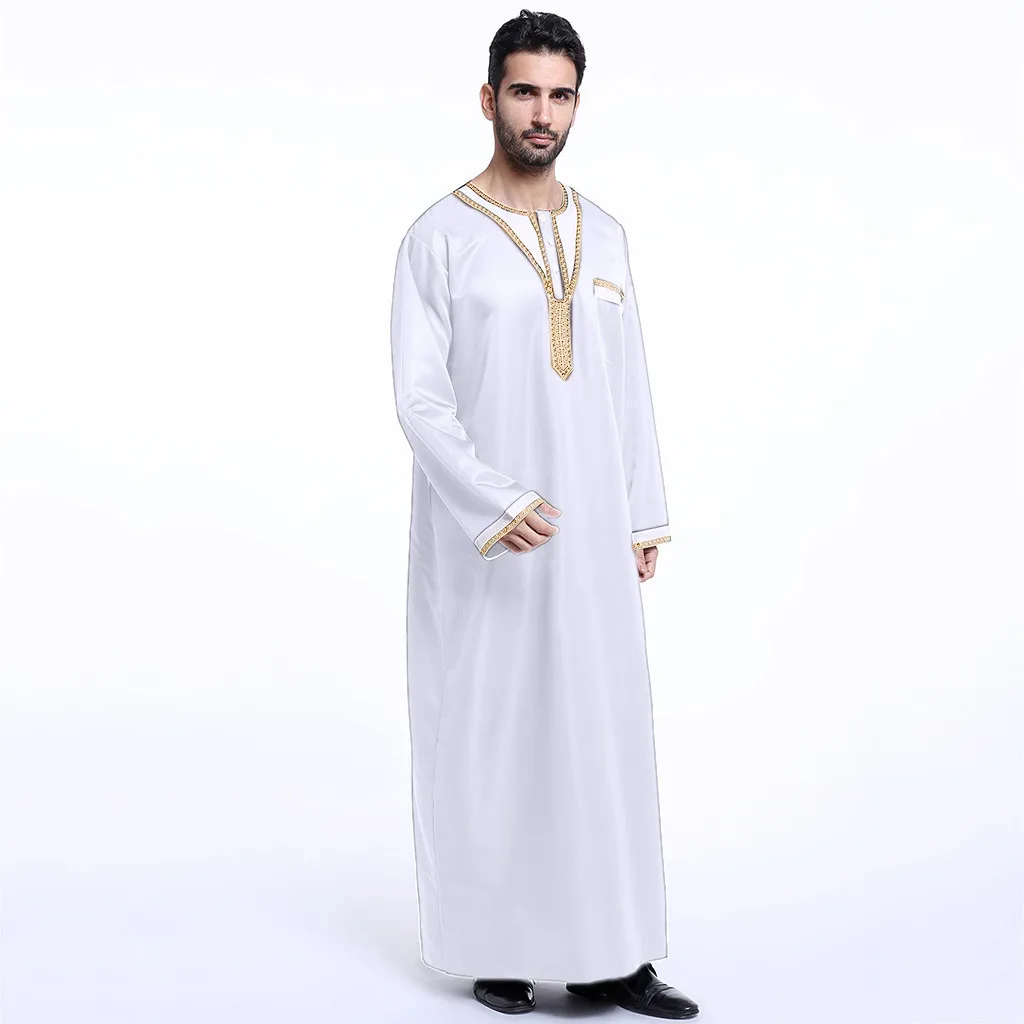 Abaya халат мужские этнические платья с длинным рукавом мусульманские Мусульманский Стиль; Ближний Восток Макси платье мусульманское платье