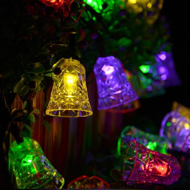 

New Year's products 20 Leds Strip Bells Solar Outdoor Fairy Lights String Lamp Halloween Christmas Decor Garden festive Lighting