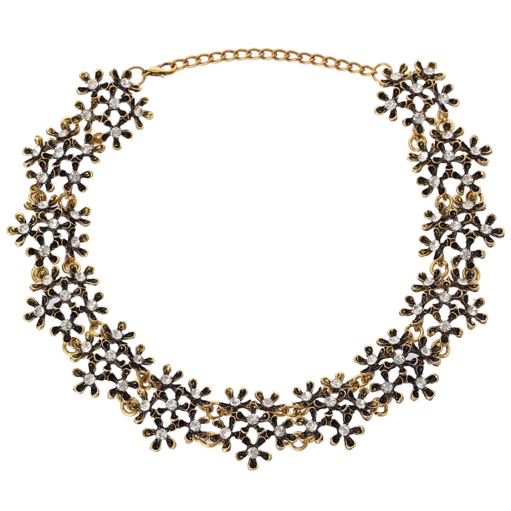 Модное ожерелье s, женское колье с нагрудником, массивное ожерелье, золотой, серебряный цвет, цепочка с цветком, острое короткое ожерелье и ожерелье s